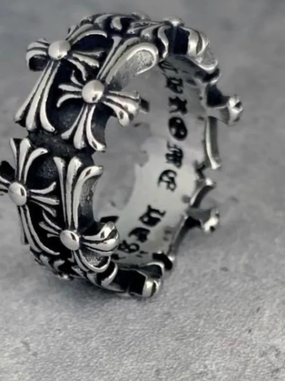 Chrome Hearts Cross Crown Ring - Blackened Silver Tone - Picture 8 of 11